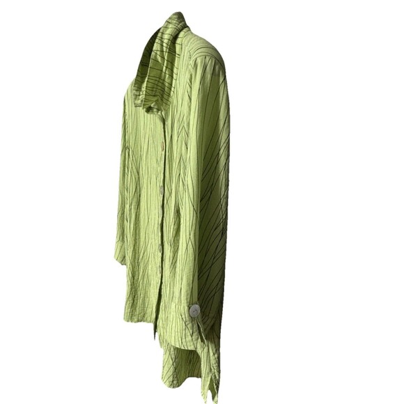 Ali Miles Plus Size 2X Abalone Green Black Button Down Art 3/4 Sleeve Tunic Top - Picture 6 of 8